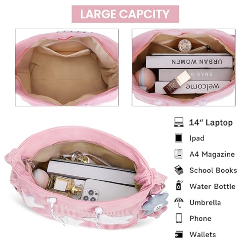 Image of Cute Tote Bag for Women, Aesthetic Canvas Crossbody Bag Y2k Star Hobo Shoulder Purse Kawaii Zipper Messenger Bag | Cute