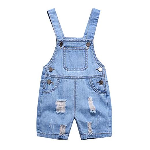 Happy Cherry - Niños Bebé Petos Vaqueros Overalls Denim Pantalones Tirantes Cortos Verano Jeans Casual Jumpsuit - 9-12 Meses