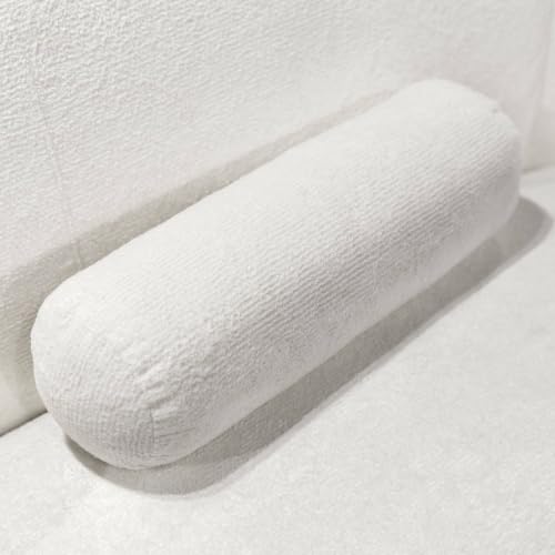 Image of Furniture of America Sylin Modern Chenille Sofa with Pillows, Curved Arms and High Density Foam, Wooden Comfortable Couch for Living Room, Office, White