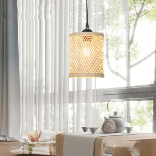 1 PC Lampada a sospensione in bambù intrecciato a