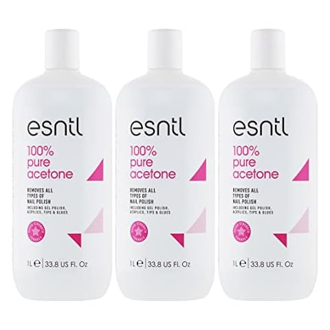 ESNTL 100% Pure Acetone Nail Polish Remover | 1L x3 | Super Strength Formula | Removes Gel, Acrylics, Tips, and Glues | Trusted by UK Beauty Salons Cover
