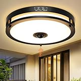 OYKYOHEI 24W LED Motion Sensor Outdoor Ceiling Light, 12IN 2700K/3000K/3500K/4000K/5000K Adjustable Ceiling Lights, Dusk to Dawn Flush Mount LED Ceiling Light Fixture for Porch, Entryway, Garage