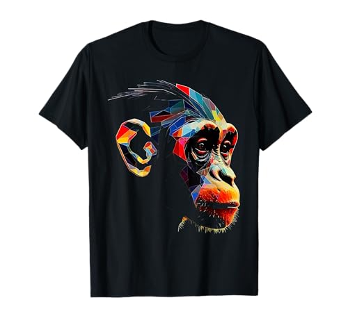 Monkey Zoo Buntes Affengesicht Polygon Tiermotiv Affe T-Shirt