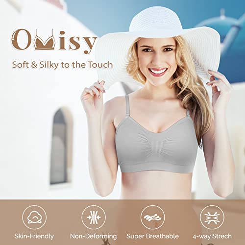 Omisy 4 Pieces V Neck Padded Bralette Cami Bra Wireless Tank Top Sports Bra with Adjustable Straps3