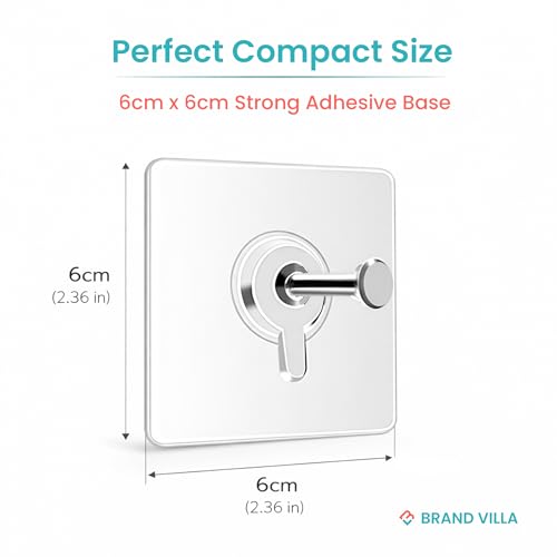 Image of BRAND VILLA Photo Frame Hooks for Wall Without Drilling, Heavy Duty Self Adhesive Wall Hooks Nail Free Strong Stainless Steel Transparent Hanging Hook for Frames & Home Decor (Pack of 30)