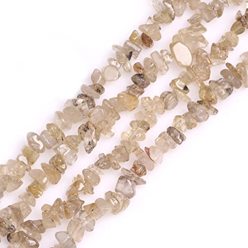 Image of 5-8mm Golden Rutilated Quartz Natural Chip Stone Beads for Jewelry Making