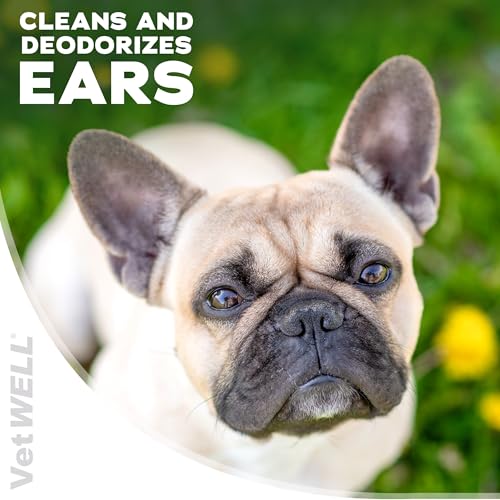 VetWELL Ear Cleaner for Dogs and Cats - Otic Rinse for Infections and Controlling Ear Infections and Odor in Pets - 8 oz (Cucumber Melon)