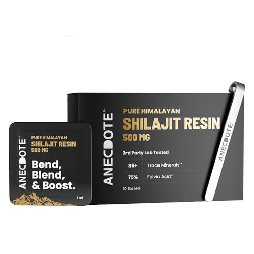 Image of Anecdote Pure Himalayan Shilajit Resin Cards 500mg | Boosts Stamina | Increases Productivity | 75% Fulvic Acid, 85+ Trace Minerals | No Added Sugar | Pack of 60