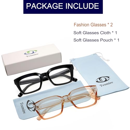 Image of Classic Clear Lens Glasses for Women Men Thick Square Frame Eyewear Non Prescription Eyeglasses 2 Pack