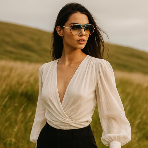 Oversized Pilot Sunglasses for Women Men Trendy,Large Big Double beam Designer Fashion Vintage Shades Retro Sun Glasses2