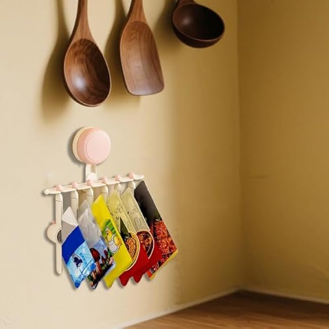 Suction Cup Storage Holder - Seasoning Bag Sealing Clip | Space-Saving Organizer for Pepper Salt Dining Home Wall Fridge Door Cabinet Organization