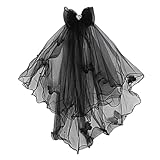 [wowjimi] ベール枚 暗い 鬼の花嫁 ハロウィン 魔女 精霊 黒いリボン 黒 花嫁ベール ウェディングドレス 飾り用品 結婚式のベール