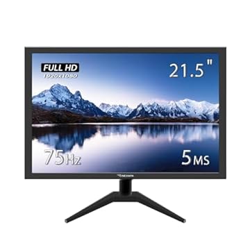 Monitor LED 21.5" Full HD 75Hz - Tela para PC com 5ms, HDMI/VGA, Modo Leitura, Contraste 1000:1 e Design Compacto para Home Office, Estudos e Uso Diário