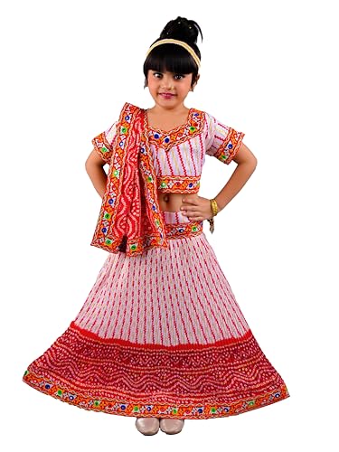 Image of AHHAAAA Kids Ethnic Ghoomar Lehenga Choli-Chania Choli with Dupatta Set for Baby Girls Y0033