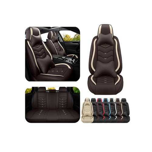 Image of ADERN Car Seat Covers for Jeep Wrangler 2000-2025, Premium Nappa Leather Car Seat Cover, Stylish Sport Seat Covers, Automobile Seat Cover Sets.(Luxury 5 Seats /Coffee Color)