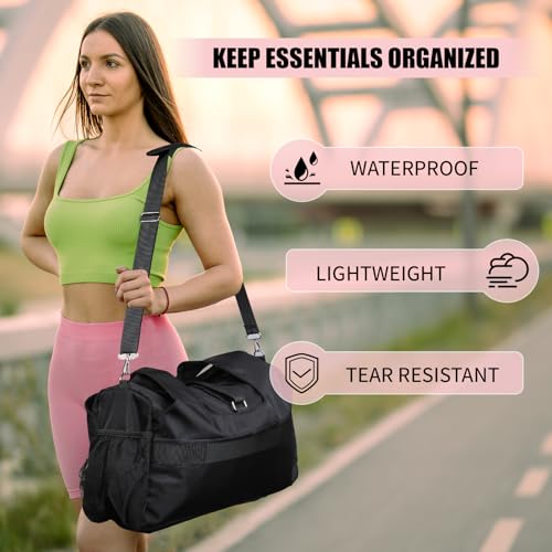 Gym Bag for Womens, Small Gym Duffle Bag with Shoes Compartment Water Bottle Carrier Bag Ideal for Travel, Gym, Sports, Weekender2
