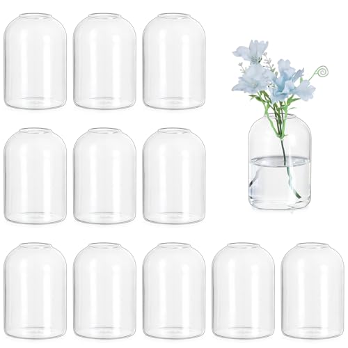 Jarrones de cristal pequeños estables para evitar caídas de flores en mesas 2
