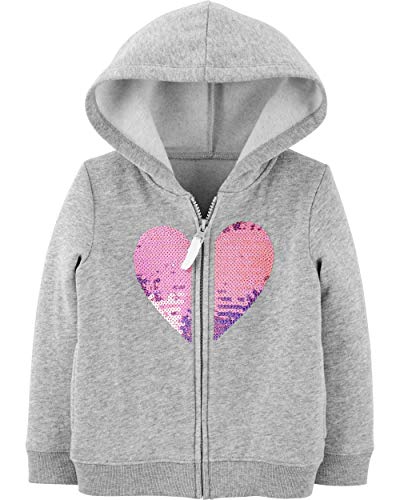 Sweat à capuche zippé motifs cœurs pour fille en polaire chaude et confortable