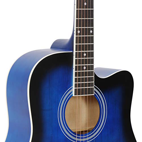 Saturnpower 6 String Acoustic Guitar 41In Full Size Wooden Guitar Starter Kit With Bag, Tuner, Strap, Picks, Capo, Extra Strings Set Pick For Beginner Adult Kids Starter Right-Handed (Blue) #TOP4