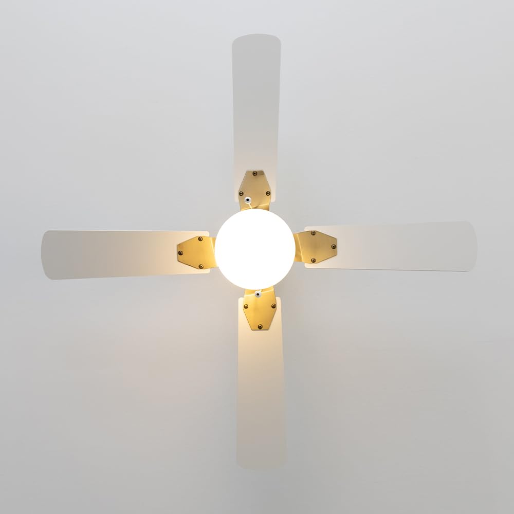 Cecotec - Deckenventilator mit Licht EnergySilence Aero 450 GoldWhite, 50W DC Motor, Durchmesser 106 cm, 3 Geschwindigkeiten, 4 umkehrbaren Flügeln und Winter-Sommer-Modus