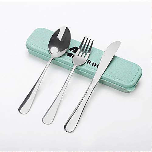 3 PCS Outdoor Flatware Set with Case Stainless Steel Fork Spoon Knife/Travel Set