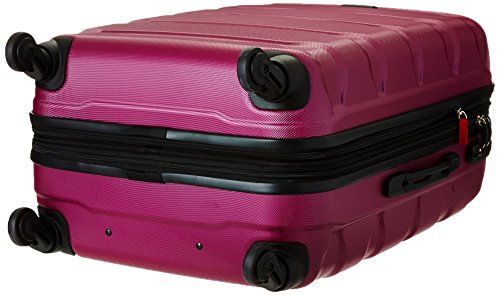 Image of Samsonite Omni PC Hardside Expandable Luggage with Spinner Wheels, Radiant Pink, Checked-Medium 24-Inch