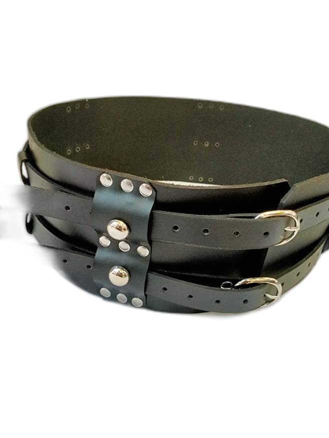Medieval Belt - Double Spectacle Buckle Roman Gladiator Leather Belt Wide Kidney Belt medieval leather belt, Black