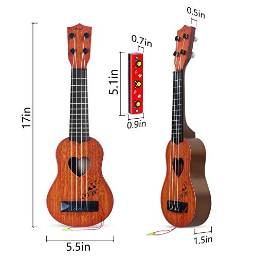 Hhobby Stars HS-UKLL01 Kids Guitar Musical Toy Ukulele Classical Instrument(Brown),With Extra Harmonica 16 Holes thumb #3