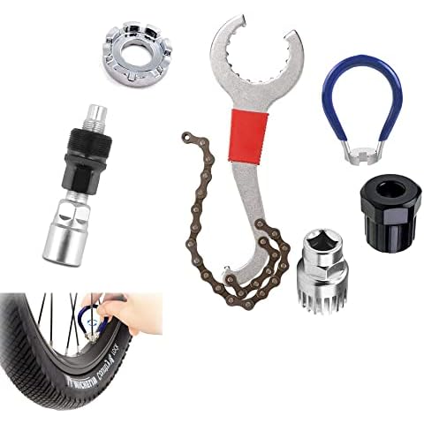 Schneespitze Mountain Bike Repair Tool Kits,Bicycle Cassette Removal Tool,Multifunctional Bicycle Repair Kit,Compatible Chain Whip, Bottom Bracket Crank Puller, Sprocket Remover, Crank Puller Cover