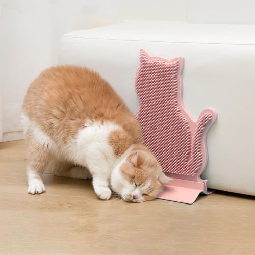 Image of Cat Corner Self Groomer & Brush with Catnip Soft Wall Scratcher & Grooming Combs for Indoor Cats