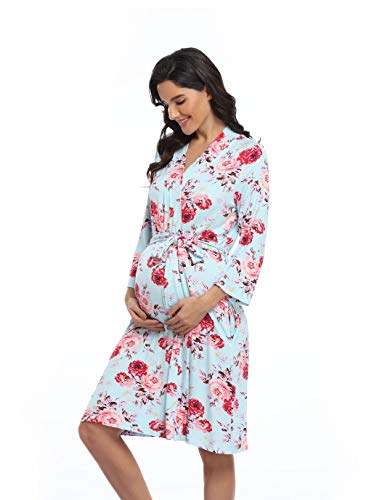 Image of Women's Floral Maternity Robe - Labor and Delivery Robe for Hospital and Nursing Pregnancy Sleepwear