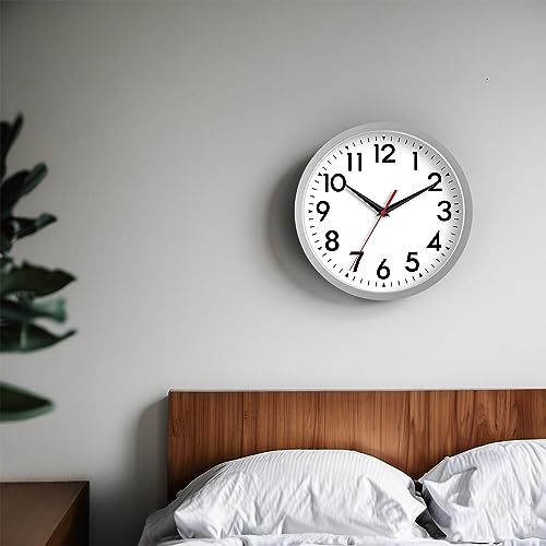 Image of DAXSMY Wall Clock Small Analog 8 Inch Silent Non Ticking Battery Operated Modern Simple Decorative for Kitchen Office Bedroom Bathroom Living Room(Silver)