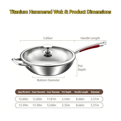 Wok Titanium Martillado con Tapa 13.4 in miniatura 6
