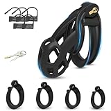BDSMLOVE Chastity Cage Male Cobra 6.0, Peniskäfig mit 4 Hodenringe,Keuschheitskäfig Keuschheitsgürtel für Herren,Sex Spielzeug für die Männer extrem Sex Toyset Herren (L)