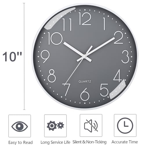 Amdonalo Wall Clock Silent Non-Ticking Modern Wall Clocks Battery Operated for Living Room, Kitchen, Office Decor 10 Inches - Cosy Home Interiors Amdonalo Wall Clock Silent Non-Ticking Modern Wall Clocks Battery Operated for Living Room, Kitchen, Office Decor 10 Inches - Image 3