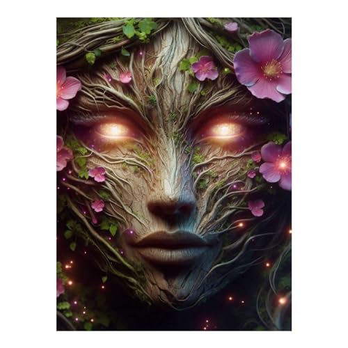 Peinture diamant arbre mystique aux perles rondes brillantes pour adulte