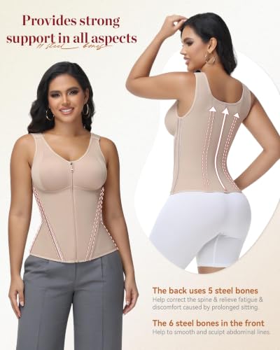 Image of SHAPSHE Corset Waist Trainer Vest for Women Tummy Control Faja with Bra