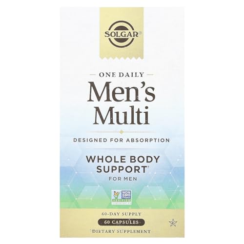 Solgar One Daily Men's Multivitamin Whole Body Support Supplement, Highly Absorbable Delayed Release One Daily Multi Vitamin Capsules for Men - Immune Heart Energy Stress & Muscle Health, 60 Servings
