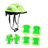 DeeRace 【７点セット】自転車 ヘルメット こども用 キッズプロテクターセット キッズ ヘルメット・プロテクターセット 【頭 肘 膝 手首 保護】 サイクリング スケートボード ローラースケート 保護用 子供 自転車 プロテクター 子供のヘルメットプロテクター スポーツ自転車ヘルメット アウトドア スクーター 通学 幼児 幼稚園 小学生, 緑