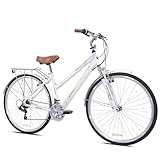 Kent International Springdale Hybrid Bicycle, White - 700c ‎Hybrid Bike 21-Speed Rear Shimano Derailleur Drivetrain - Lightweight Mountain Bike with...