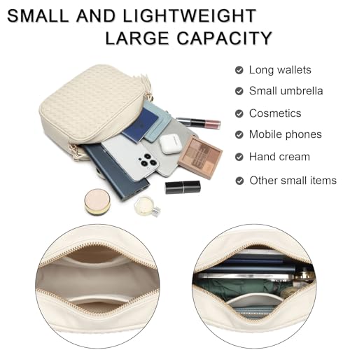 Image of AFKOMST Woven Crossbody Bag, Small Summer Purse and Boho Bag for Women | Vegan Leather, Roomy Space, 2.3L Capacity, fits iPad mini /Long Wallet /Kindle, Versatile for Daily Use /Casual /Date /Office