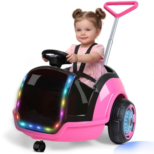 Image of ANPABO 3-in-1 Electric 12V Ride on Push Car for Kids 1.5-3, Pink
