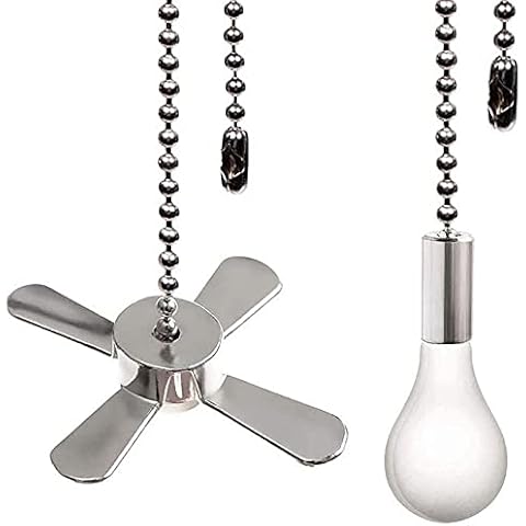 Akahttbn Ceiling Fan Pull Chain Ornaments Extension Chains with Decorative Light Bulb and Fan Cord 13.6 Inches Fan Pull Chain Set For Ceiling Light Lamp Fan Chain (Nickel) Cover