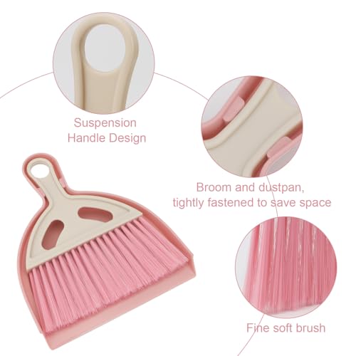 Brosay Mini-Kehrschaufel und Bürsten-Set, tragbar, kleiner Besen mit Kehrschaufel, handlicher Schneebesen und Kehrschaufel für Zuhause, Küche, Tisch, Büro, Auto, 1 Stück (Rosa) – Bild 7