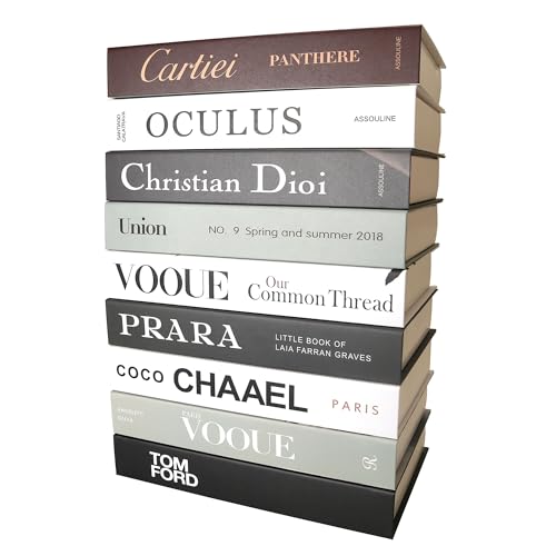 PTShadow 9 Pcs Decorative Books Aesthetic Chic Faux Book Set