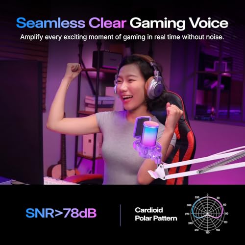 Image of MAONO USB Gaming Microphone for PC, Noise Cancellation Condenser Mic with RGB, Mute, Gain, Computer Desk Mic for Streaming, Podcast, Chat, Twitch, YouTube, Discord, PS5, PS4, GamerWave DGM20 Purple