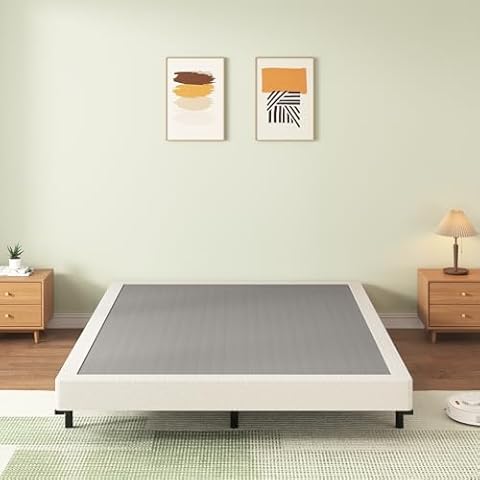 FMDMR Full Size Box Spring with Fabric Cover Set, 5 Inch Full Box Spring with 3000lbs Max Weight Capacity, Durable Mattress Foundation Easy Assembly, Non-Slip, Noise Free Cover