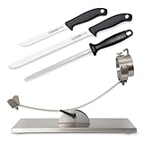 PracticDomus Soporte Jamonero Profesional Plegable y Cabezal Giratorio de Acero con Cuchillos y Chaira (3C Acero EVO)