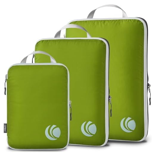 Cipway Compressore Organizer Valigia,Borsa da Viaggio Espandibile Ultraleggero Salvaspazio Viaggio Organizer per i Vestiti per Zaini o Bagagli a Mano(Verde,3 Pezzi)
