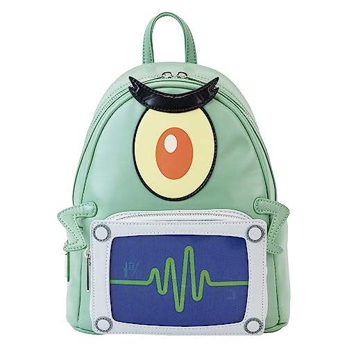 Loungefly SpongeBob Schwammkopf - Spongebob Plankton - Rucksack - Amazon Exklusiv - Hochwertiges Veganes Leder - Geschenkidee - Offizieller Merchandise - für Jungen, Mädchen, Männer und Frauen
